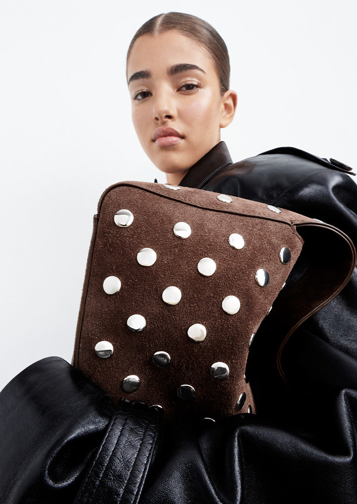 Natty Espresso Suede/Studs - Tony Bianco
